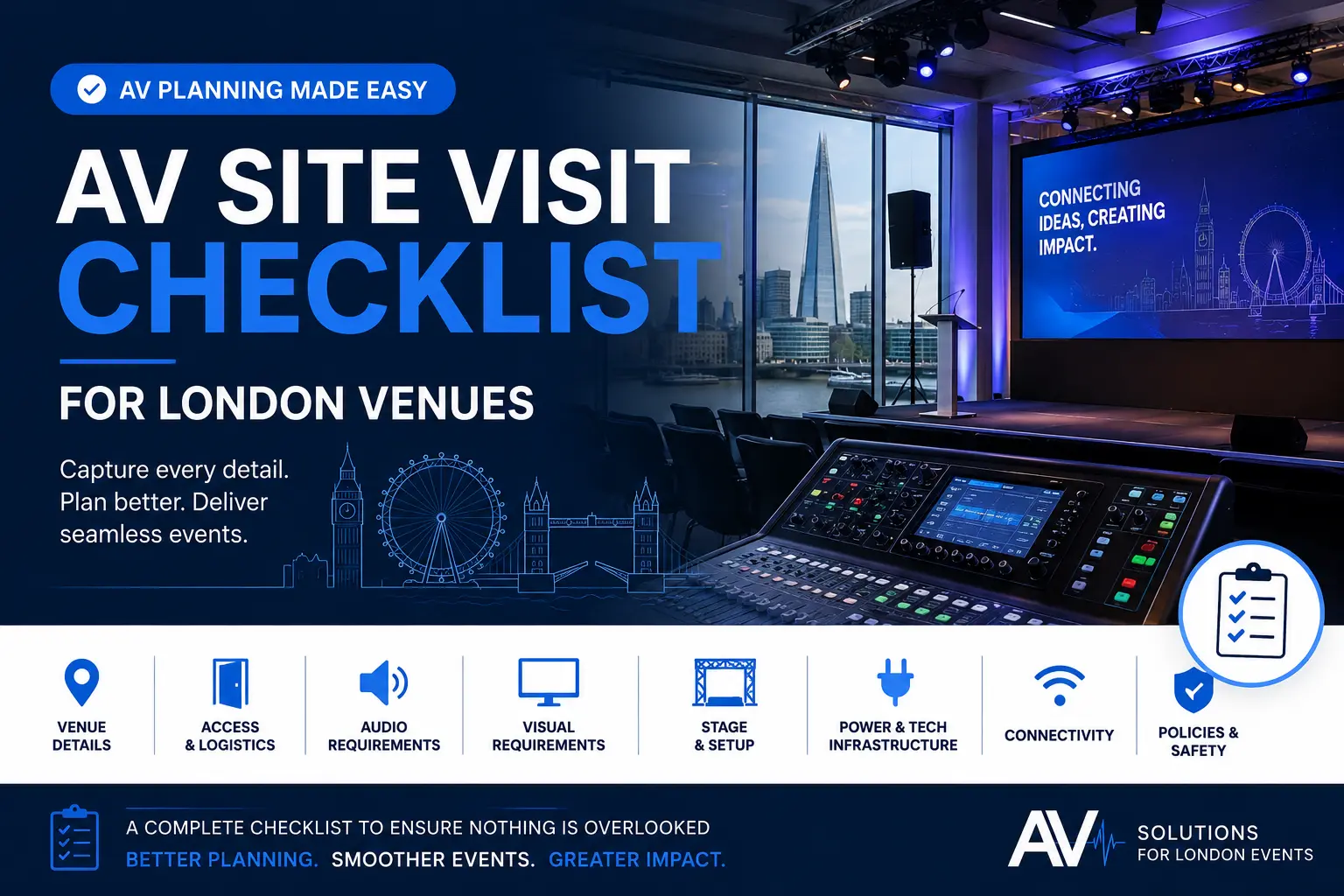AV site visit checklist for London venues: What event planners need to check
